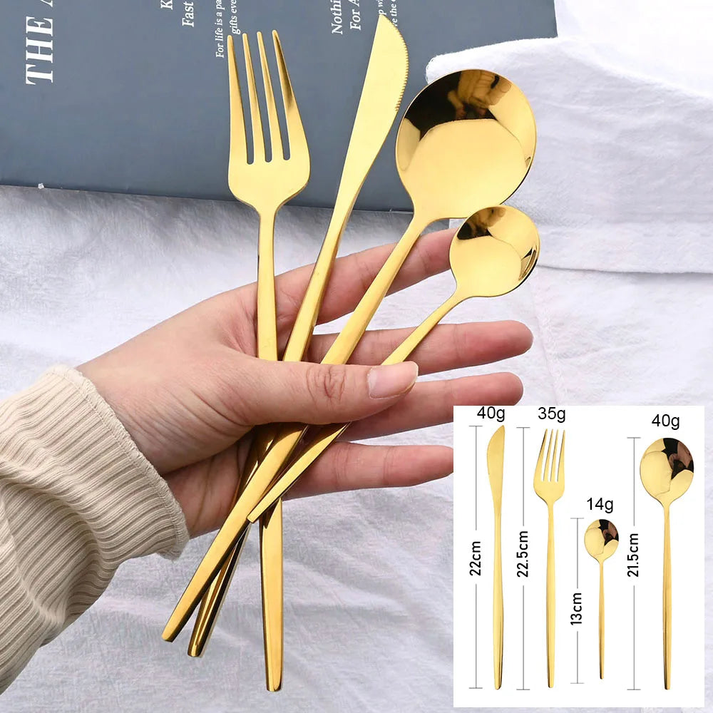 Piece Black & Gold Cutlery Set