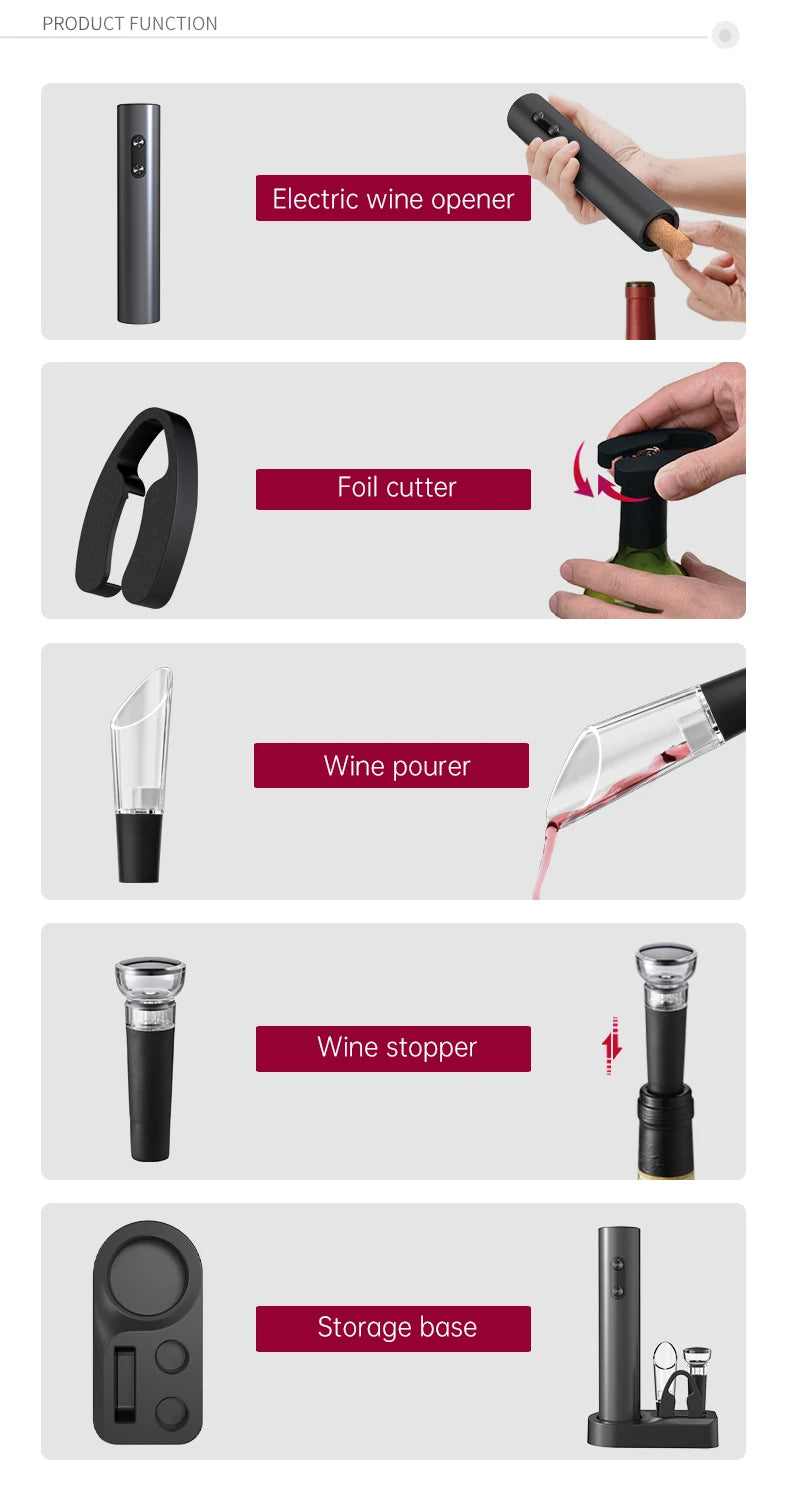 Electric Wine Bottle Opener Set