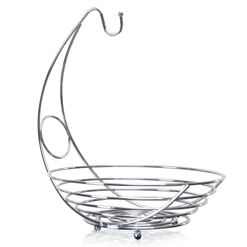 Elegant Metal Fruit Basket with Banana Rack