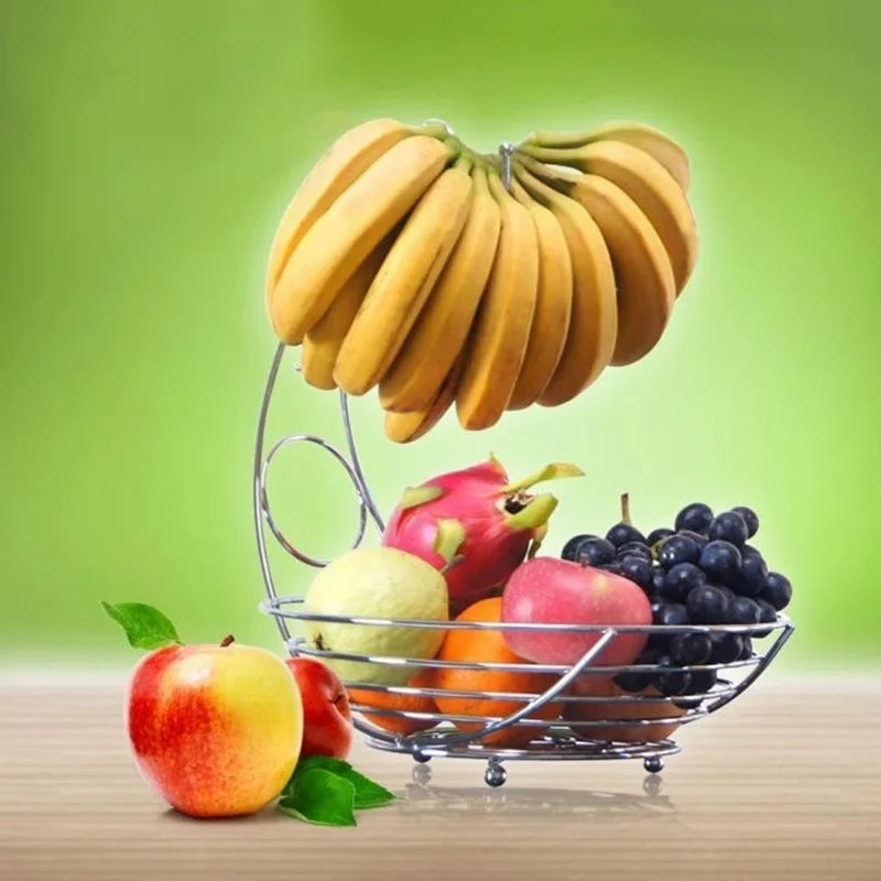 Elegant Metal Fruit Basket with Banana Rack