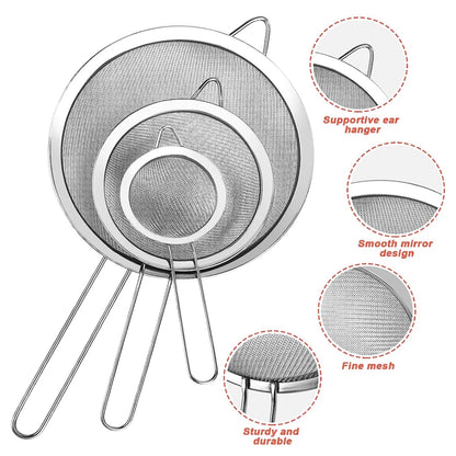 Stainless Steel Fine Mesh Strainer Set