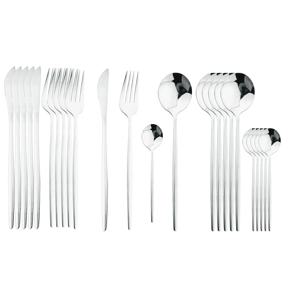 Piece Black & Gold Cutlery Set