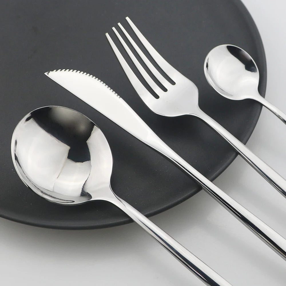 Piece Black & Gold Cutlery Set