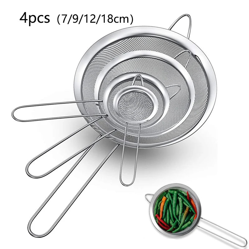 Stainless Steel Fine Mesh Strainer Set