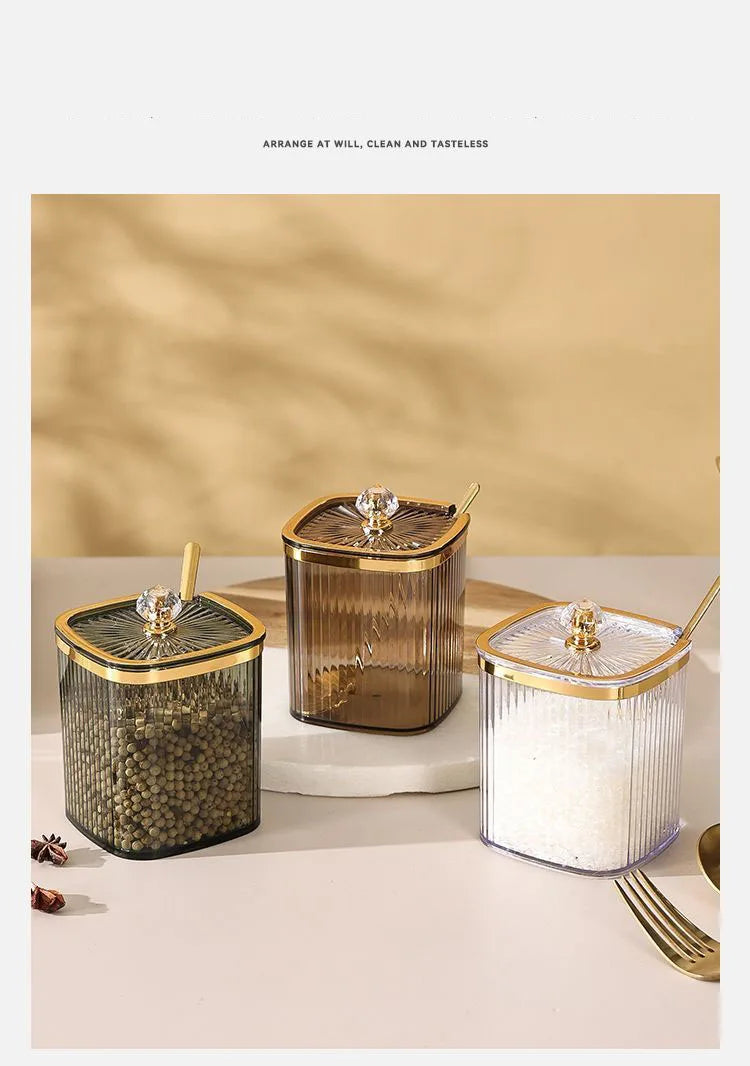 Luxury Gold-Plated Vertical Pattern Spice Jar Set