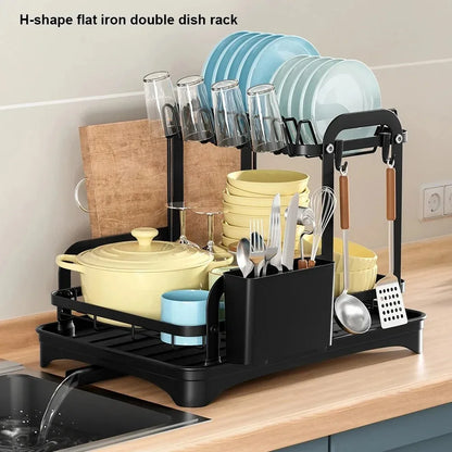 Tier Dish Drying Rack with Drain Basket