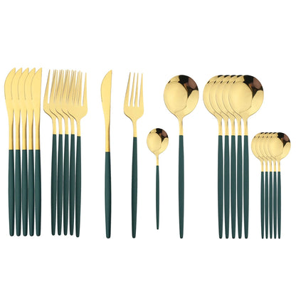 Piece Black & Gold Cutlery Set