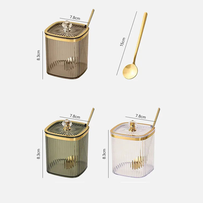 Luxury Gold-Plated Vertical Pattern Spice Jar Set