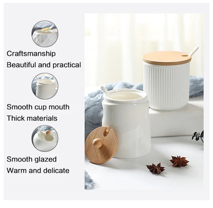 Ceramic Seasoning Jars with Wooden Lid