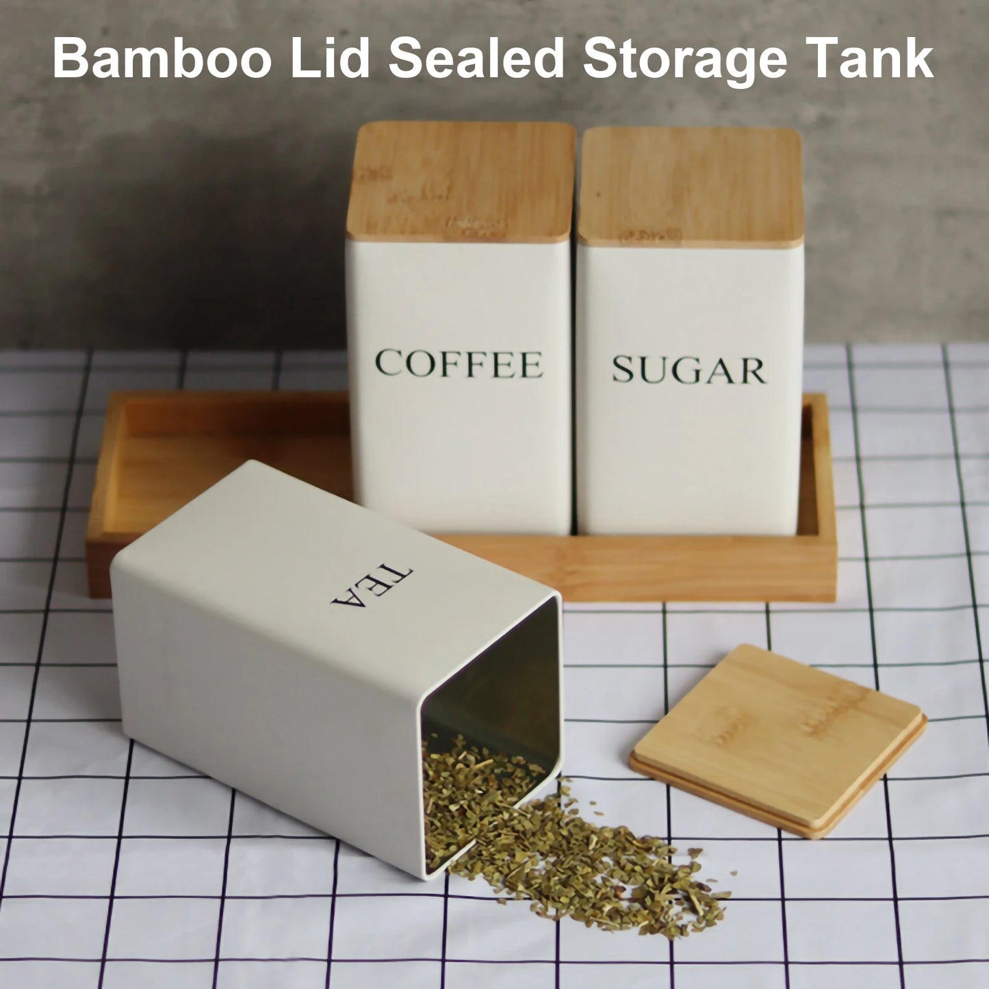 Piece Coffee Bean & Storage Jar Set with Bamboo Lids