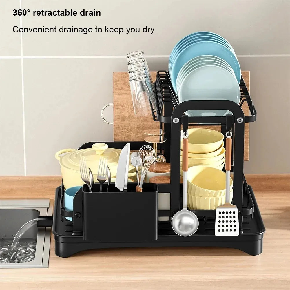 Tier Dish Drying Rack with Drain Basket