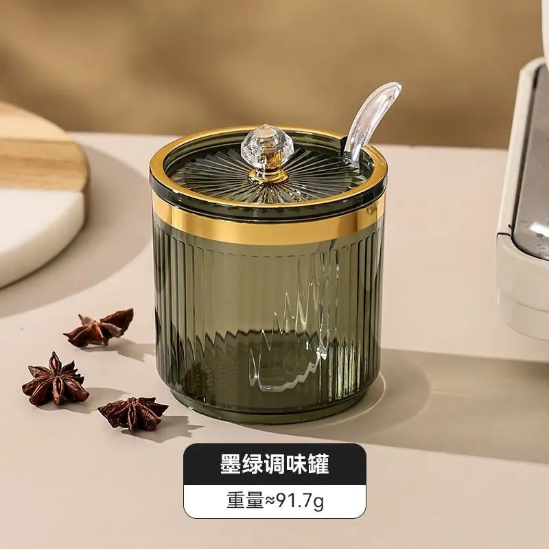 Luxury Gold-Plated Vertical Pattern Spice Jar Set