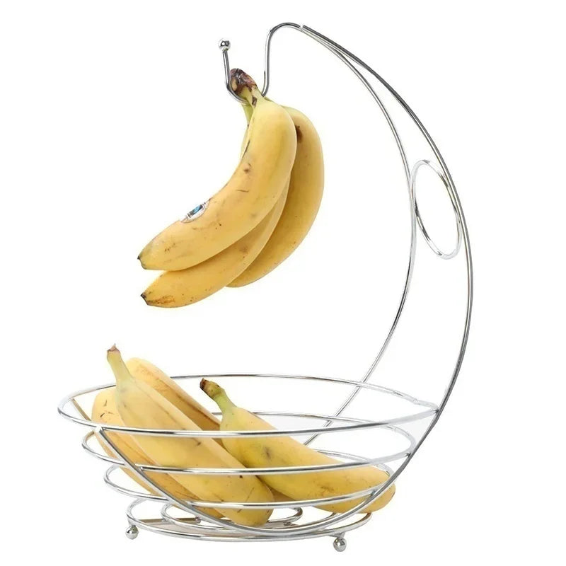 Elegant Metal Fruit Basket with Banana Rack