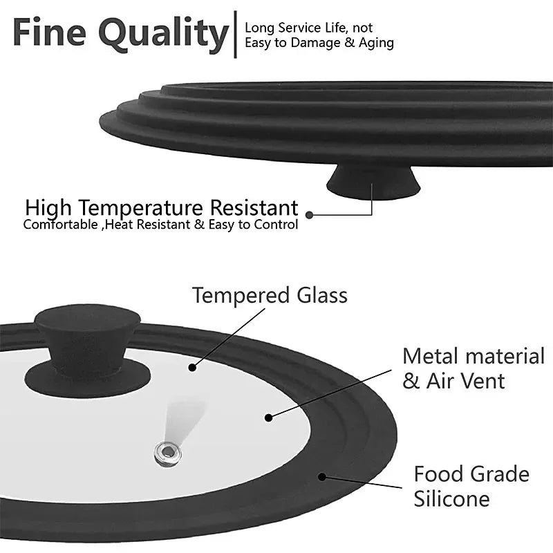 Multi-Size Silicone & Glass Pan Lid.