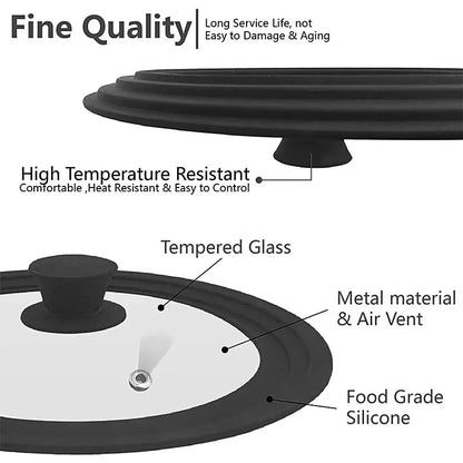 Multi-Size Silicone & Glass Pan Lid.