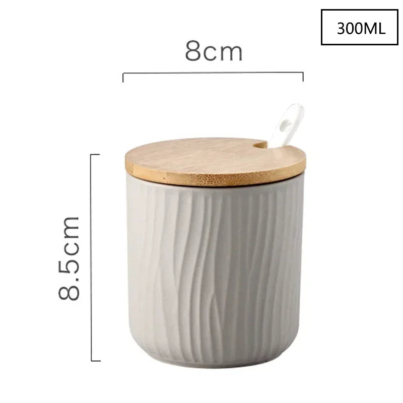 Ceramic Seasoning Jars with Wooden Lid