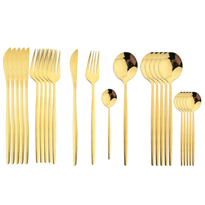 Piece Black & Gold Cutlery Set