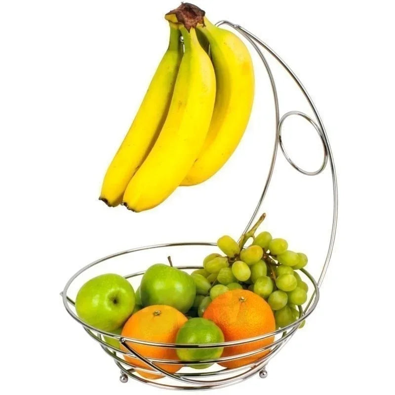 Elegant Metal Fruit Basket with Banana Rack