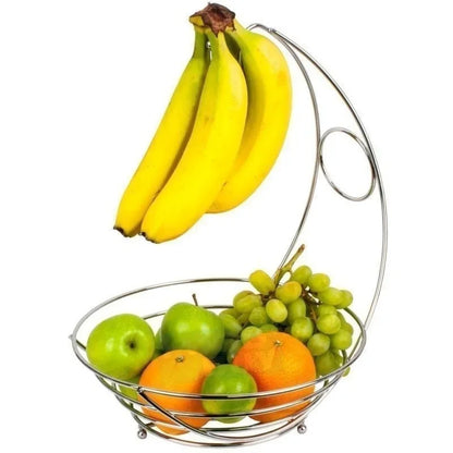 Elegant Metal Fruit Basket with Banana Rack