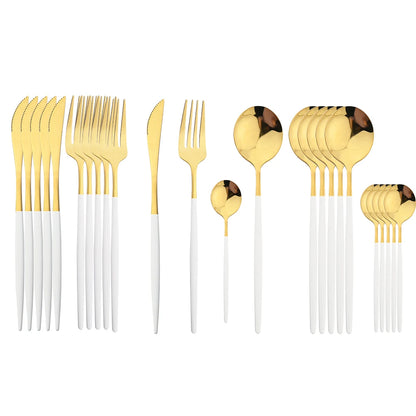 Piece Black & Gold Cutlery Set