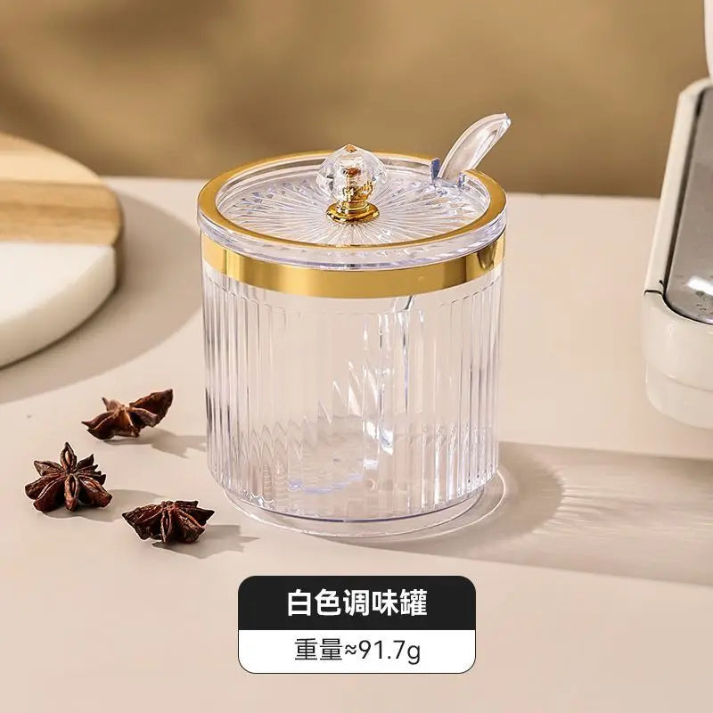 Luxury Gold-Plated Vertical Pattern Spice Jar Set