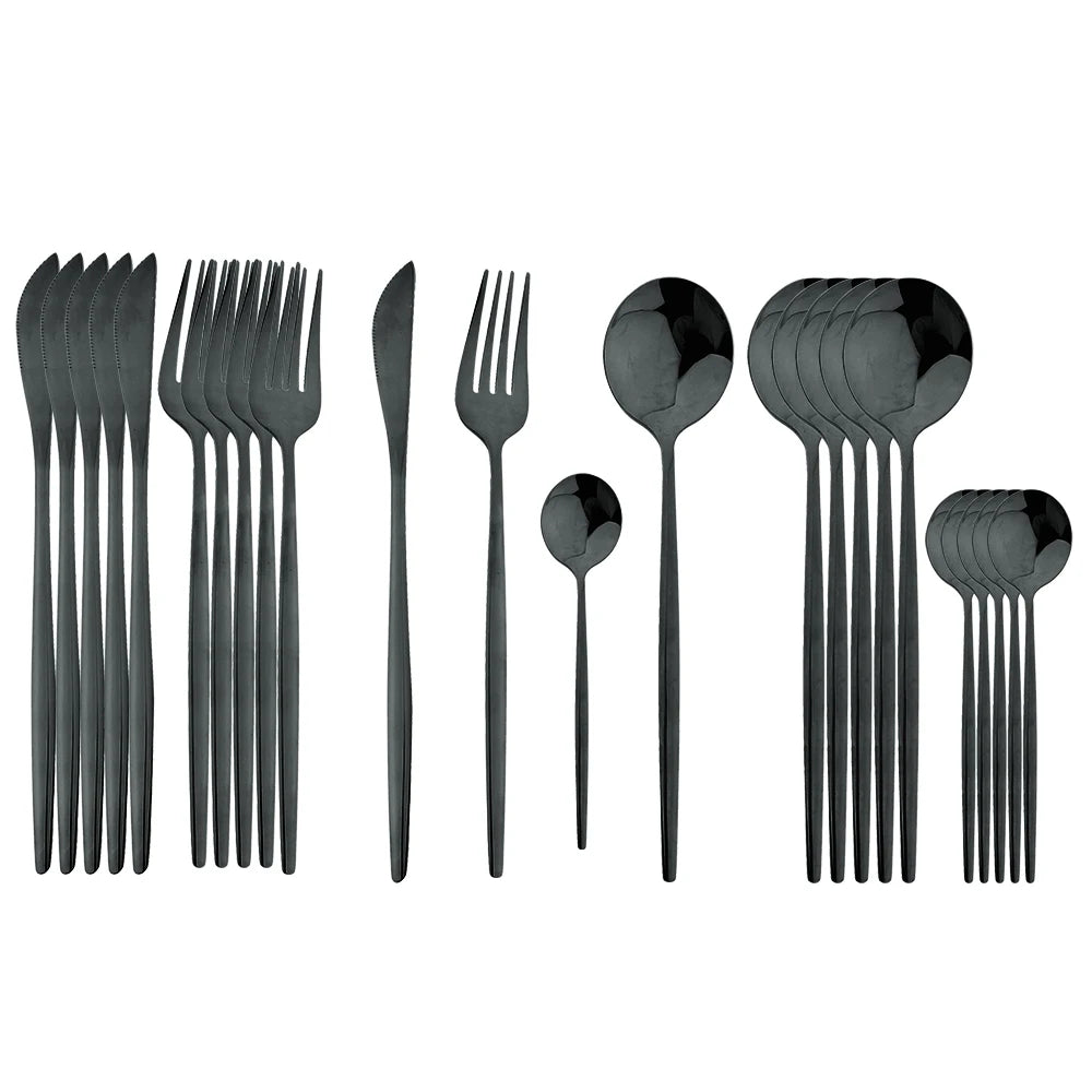 Piece Black & Gold Cutlery Set