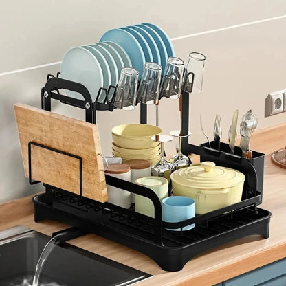 Tier Dish Drying Rack with Drain Basket