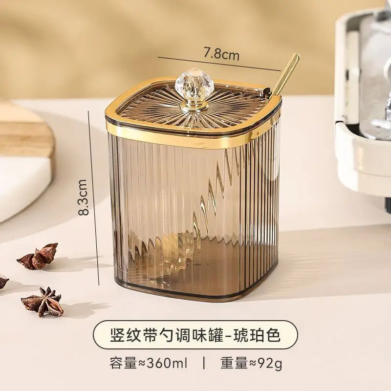 Luxury Gold-Plated Vertical Pattern Spice Jar Set