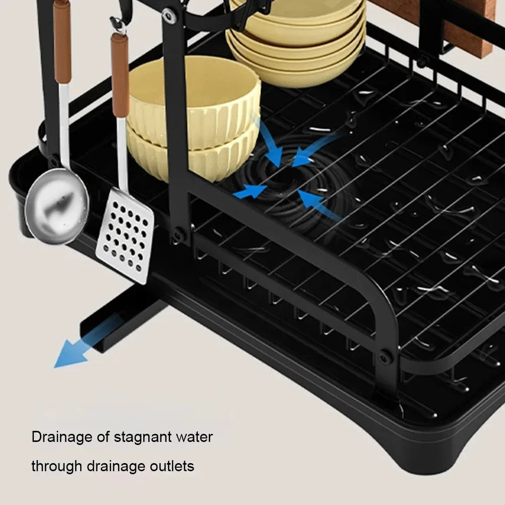 Tier Dish Drying Rack with Drain Basket