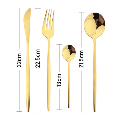 Piece Black & Gold Cutlery Set