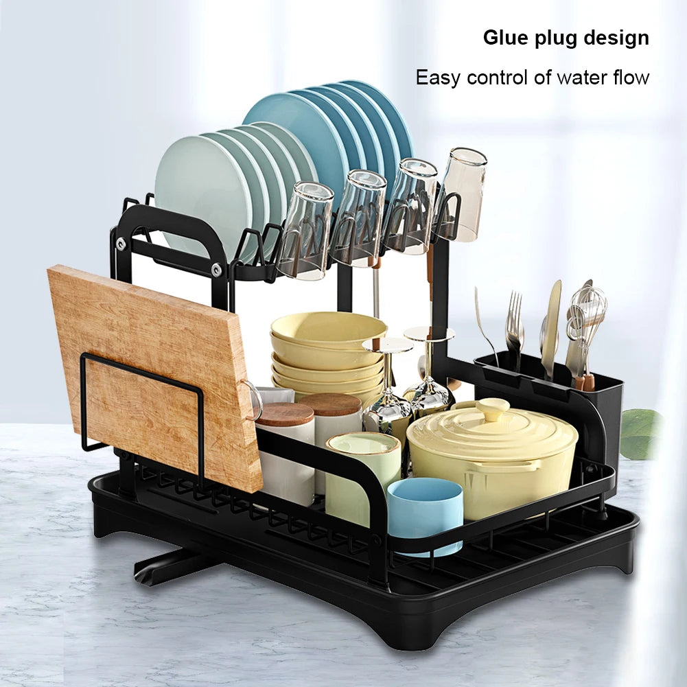 Tier Dish Drying Rack with Drain Basket