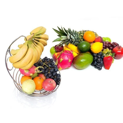 Elegant Metal Fruit Basket with Banana Rack