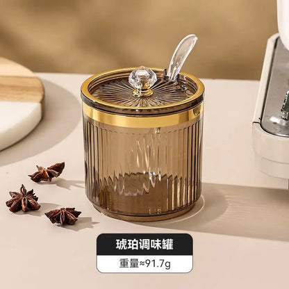 Luxury Gold-Plated Vertical Pattern Spice Jar Set