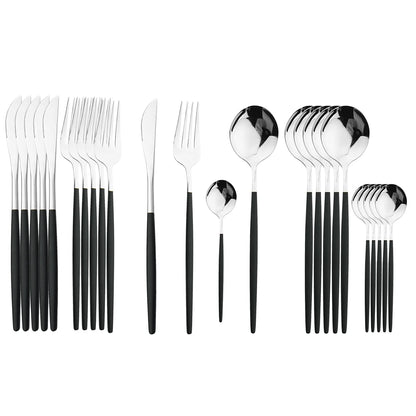 Piece Black & Gold Cutlery Set